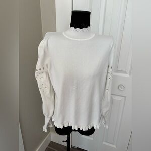 Joseph A. White Knit Sweater Balloon Cut Out Sleeves Mock Neck Size XL